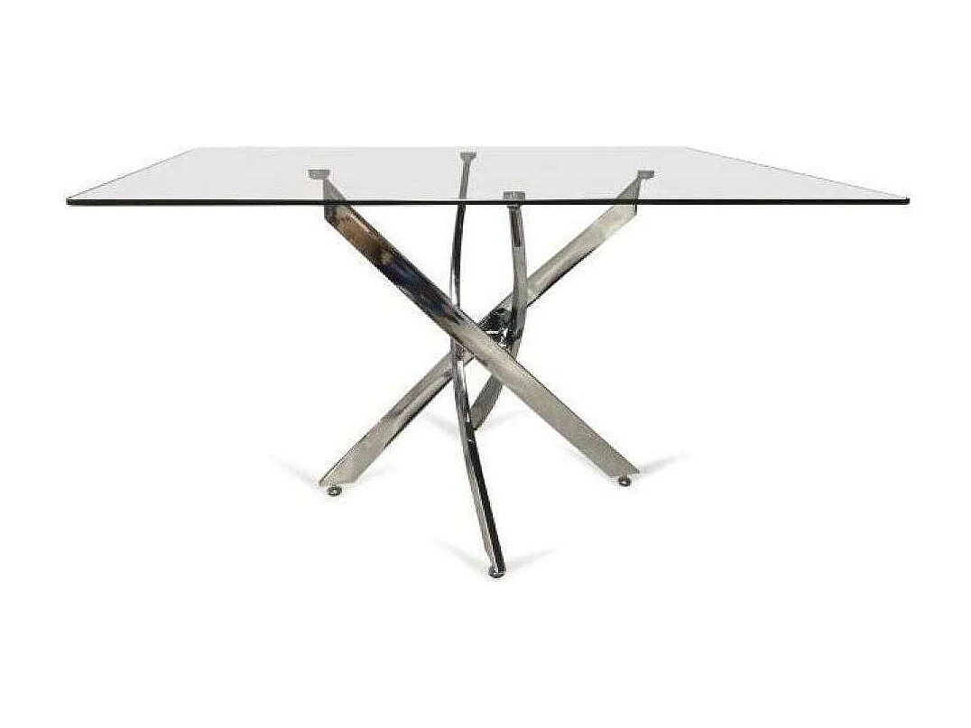 Mesa rectangular Nesy de cristal y patas cromadas 140 cm(ancho) 75 cm(altura) 90 cm(fondo)