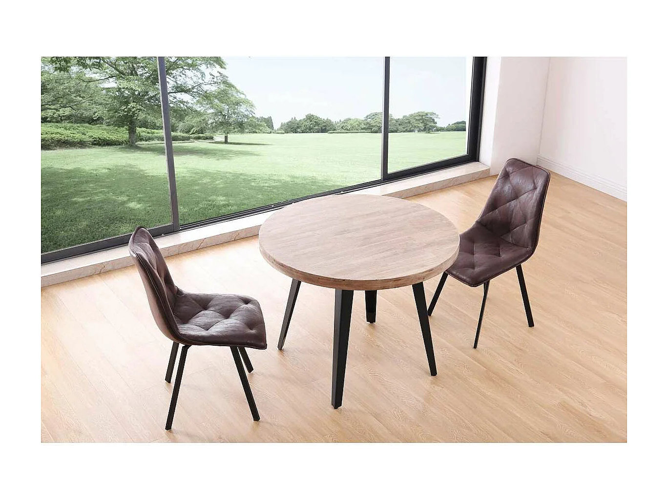 Mesa fija Berg roble honey patas metálicas negras 76 cm(alto) 100cm(ancho) 100 cm(largo)