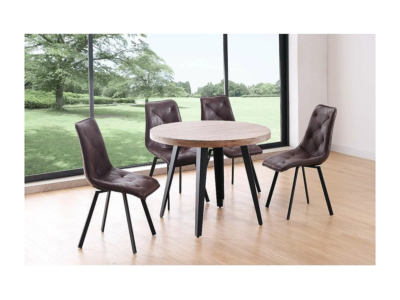 Mesa fija Berg roble honey patas metálicas negras 76 cm(alto) 100cm(ancho) 100 cm(largo)