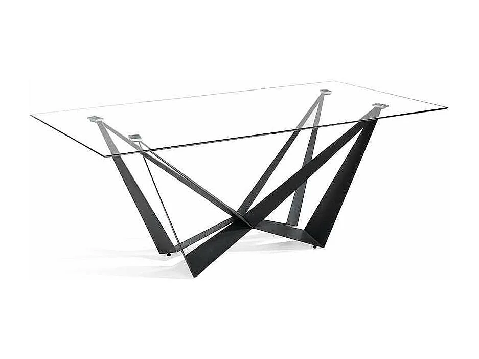 Mesa fija rectangular de vidrio templado Angela, 200 x 100 x 76 cm (ancho x ancho x alto)