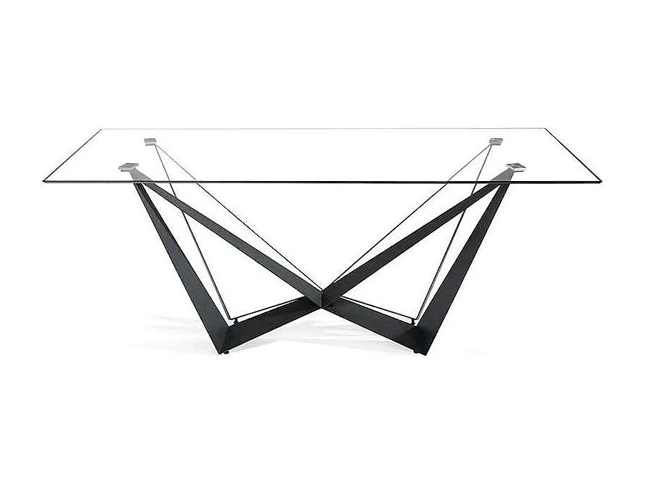 Mesa fija rectangular de vidrio templado Angela, 200 x 100 x 76 cm (ancho x ancho x alto)