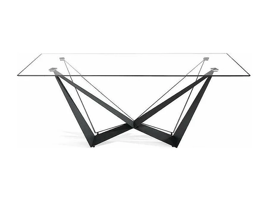 Mesa fija rectangular de vidrio templado Angela, 200 x 100 x 76 cm (ancho x ancho x alto)