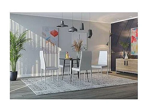 Mesa cuadrada para cocina o comedor acabado metal negro, 80cm(ancho) 75cm(alto) 80cm (larg