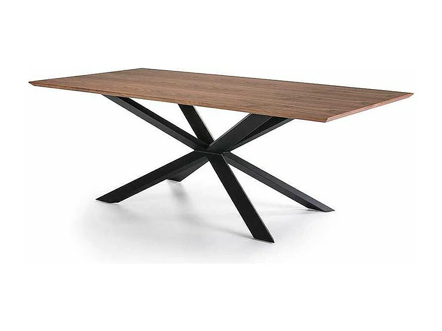 Mesa rectangular en chapa de nogal Nerea, 200 x 100 x 76 cm (largo x ancho x alto)