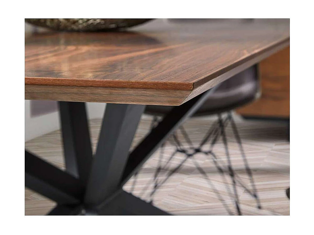 Mesa rectangular en chapa de nogal Nerea, 200 x 100 x 76 cm (largo x ancho x alto)