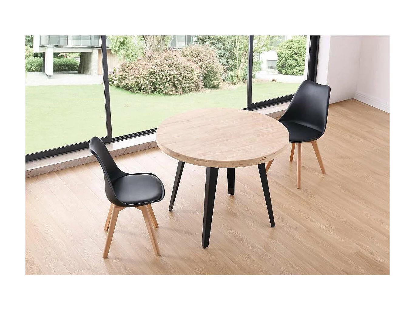 Mesa fija Berg roble nordish/negro 76 cm(alto) 100cm(ancho) 100 cm(largo)