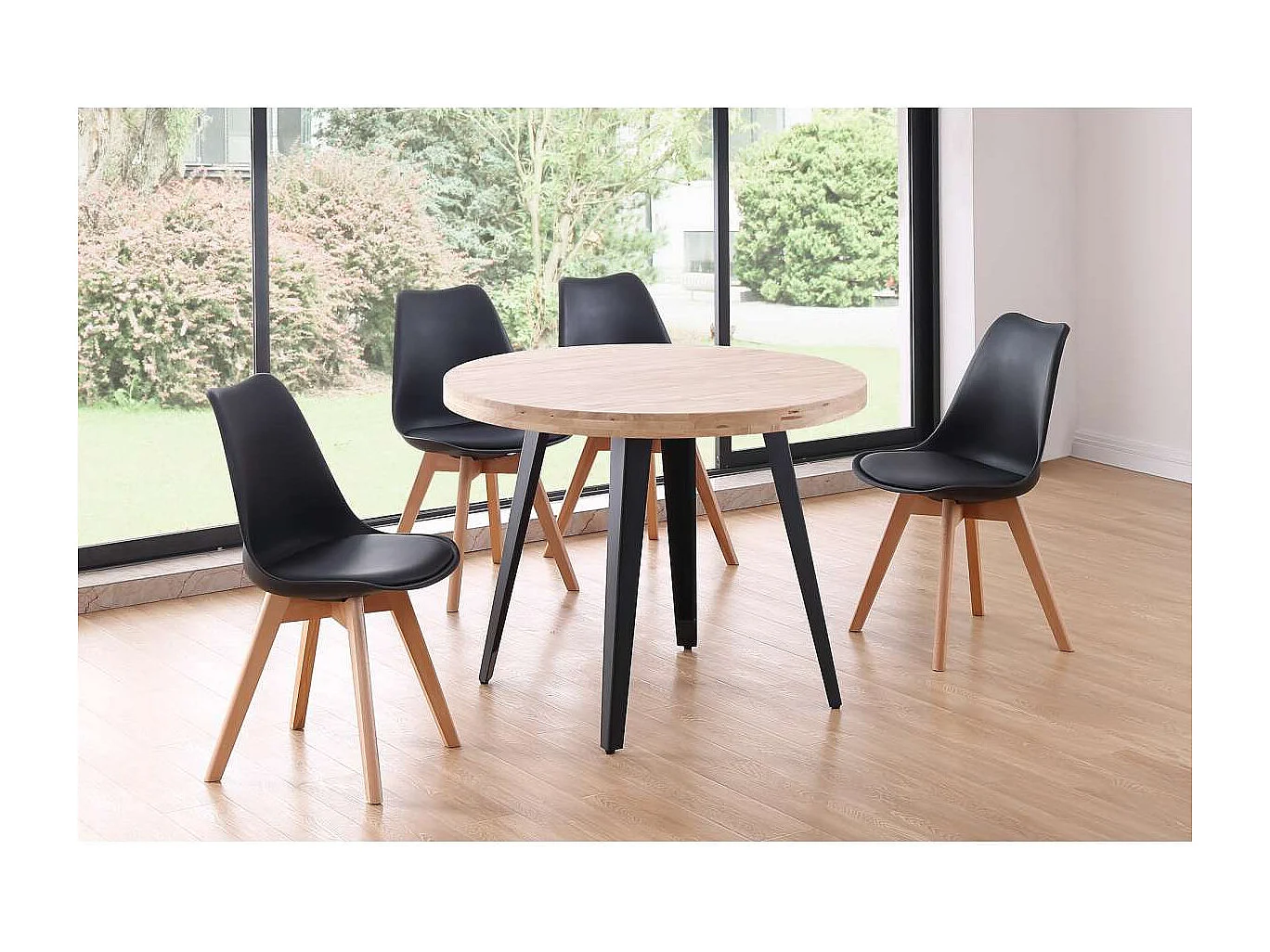 Mesa fija Berg roble nordish/negro 76 cm(alto) 100cm(ancho) 100 cm(largo)