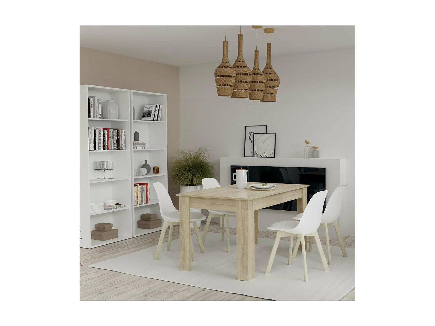 Mesa fija Kia para salón, cocina acabado roble cambrian, 77 cm(alto)140 cm(ancho)80 cm(la