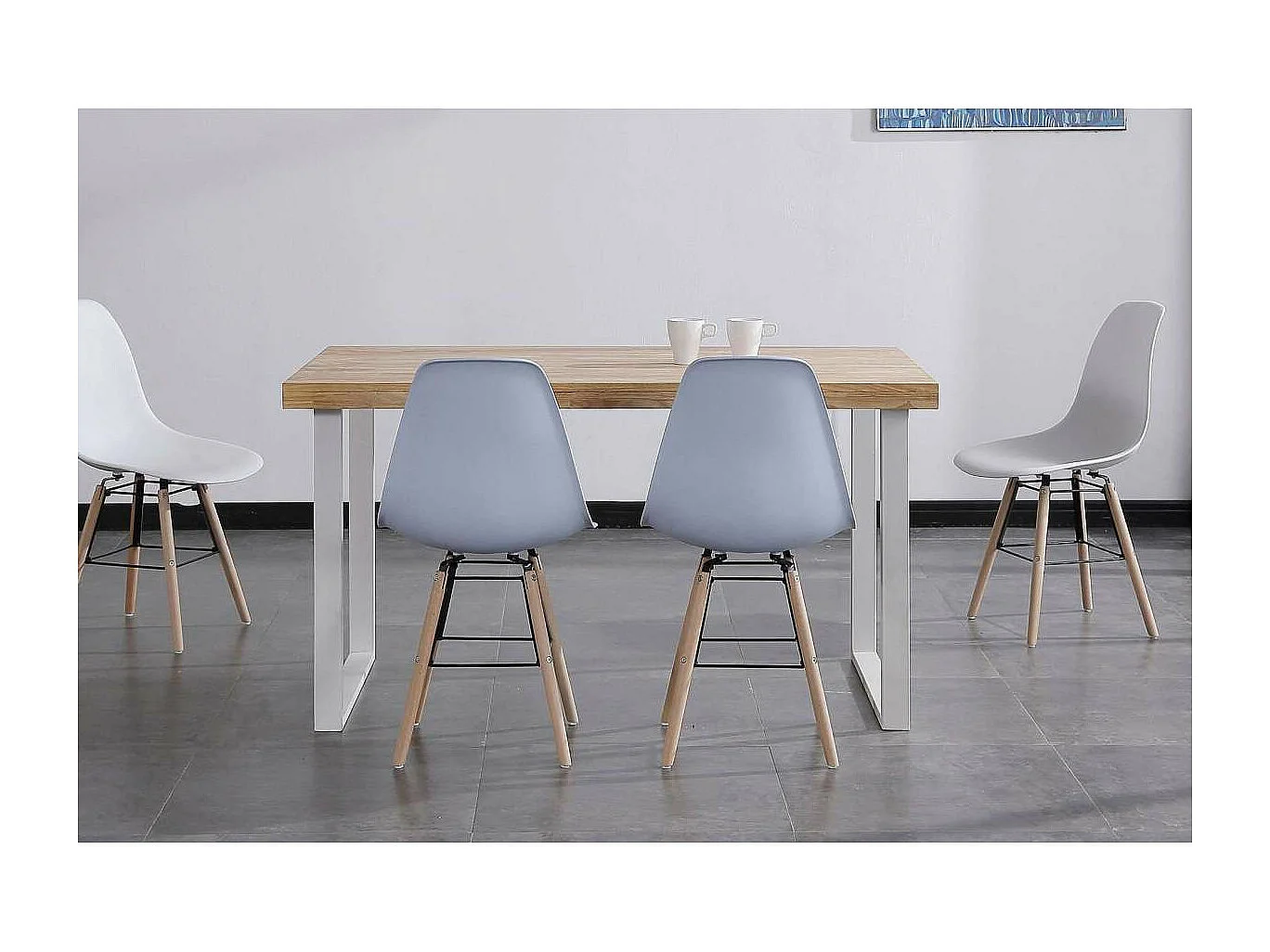 Mesa salón fija natural roble nordish estructura blanca 140 cm(ancho) 80 cm(largo) 76,5 c