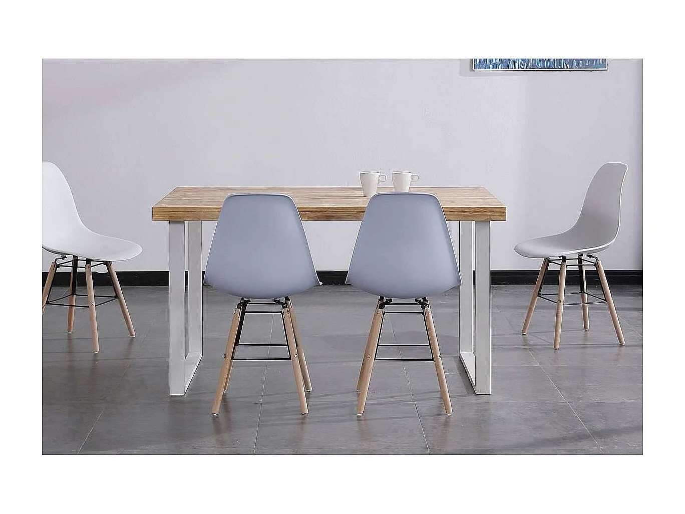 Mesa salón fija natural roble nordish estructura blanca 140 cm(ancho) 80 cm(largo) 76,5 c