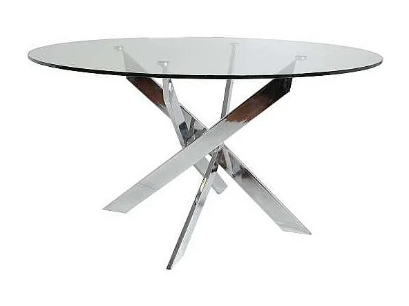 Mesa redonda modelo Rota acabado cromado 76 cm (alto) 140 cm (ancho) 140 cm (fondo)