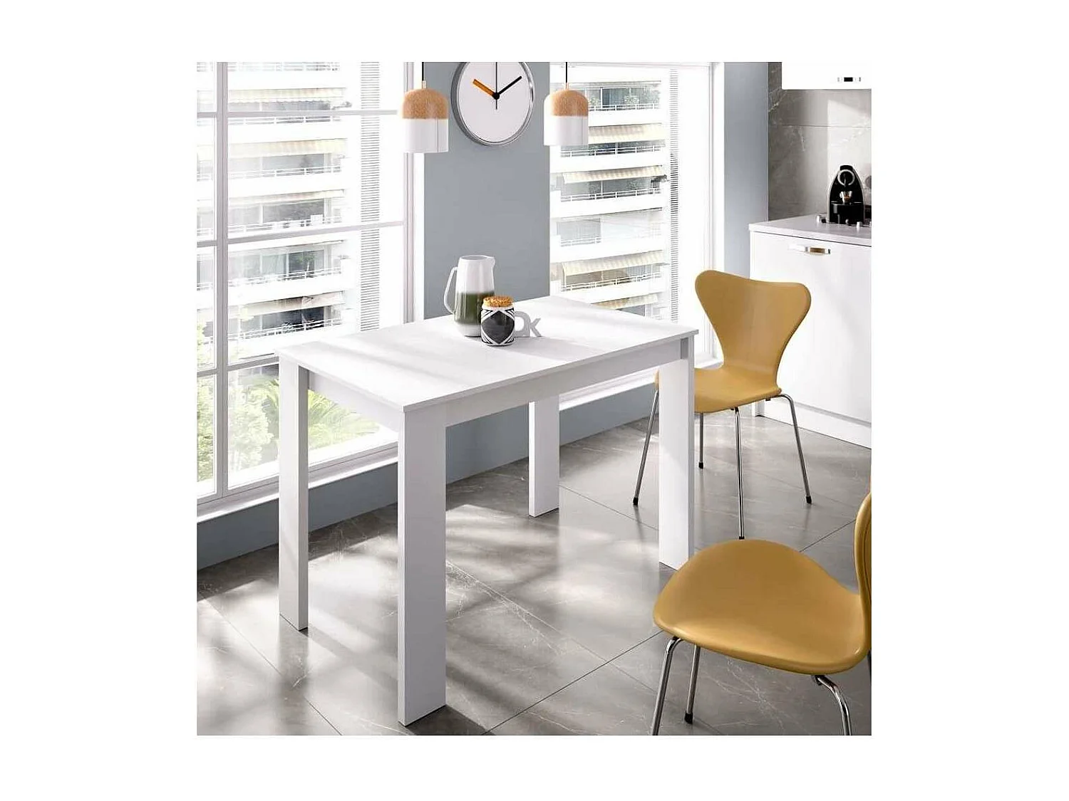 Mesa para salón fija Tily acabado Blanco, 77 cm(alto)110cm(ancho)67 cm(largo)