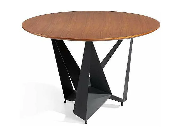 Mesa fija redonda acabada en nogal Gala, 120 x 76 (diámetro x alto)