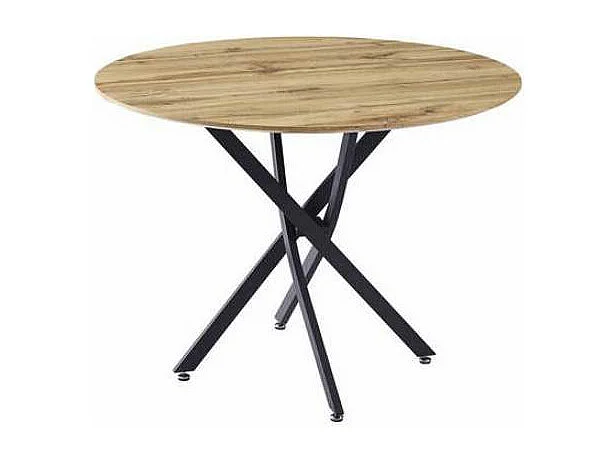 Mesa redonda Nesy tapa efecto madera y patas metálicas 75 cm(alto) 103cm(ancho) 103cm(lar