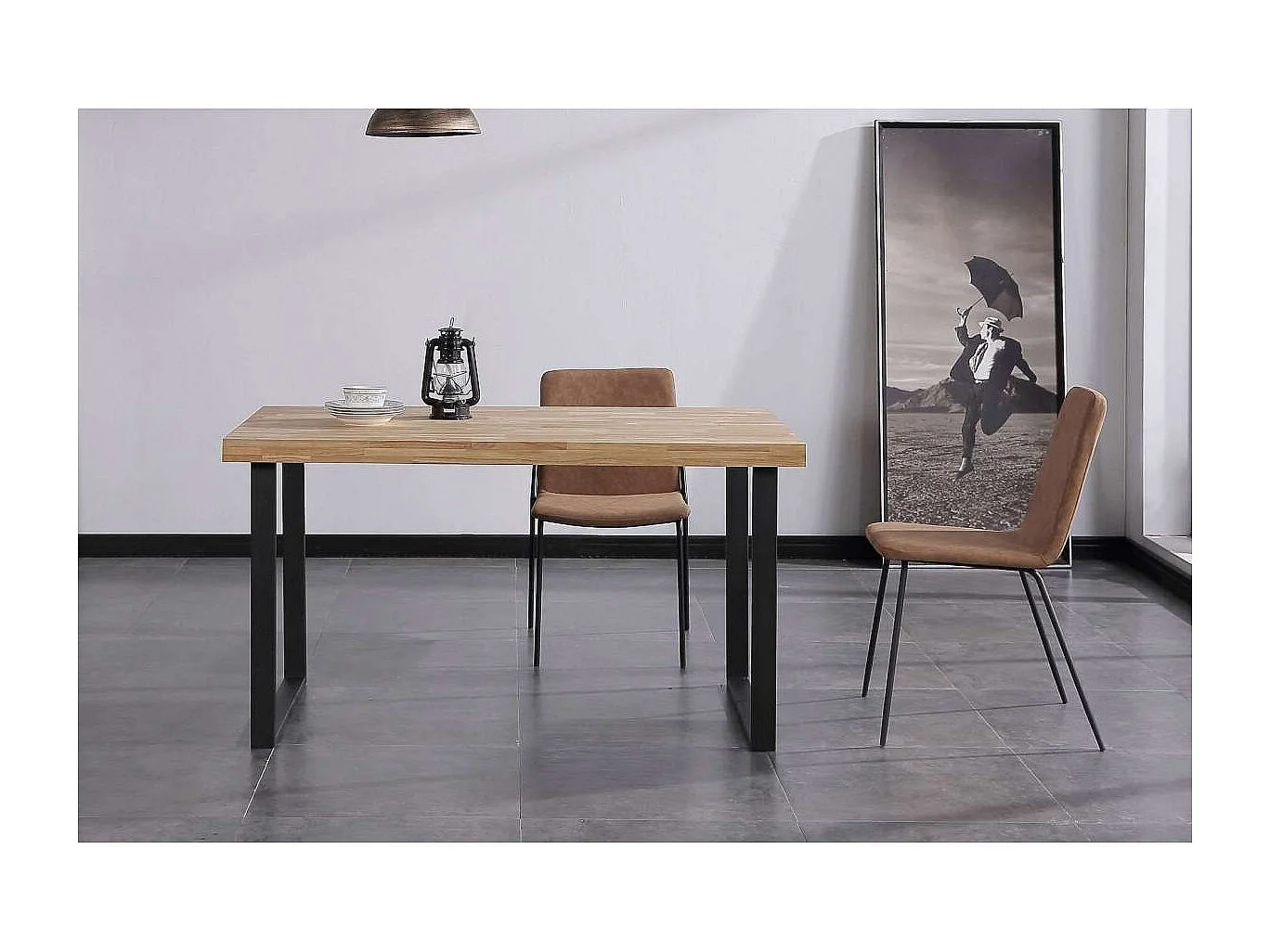 Mesa salón fija Natural roble nordish estructura negra 140 cm(ancho)80 cm(largo) 76,5 cm(