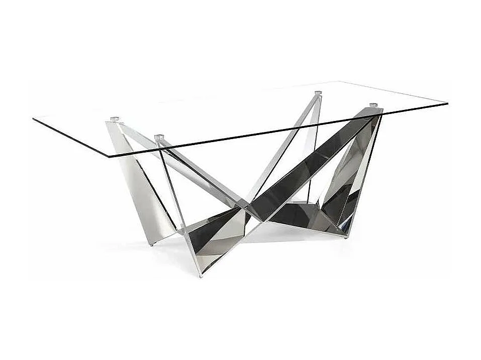 Mesa fija rectangular de vidrio templado Amparo, 220 x 100 x 77 cm (ancho x ancho x alto)