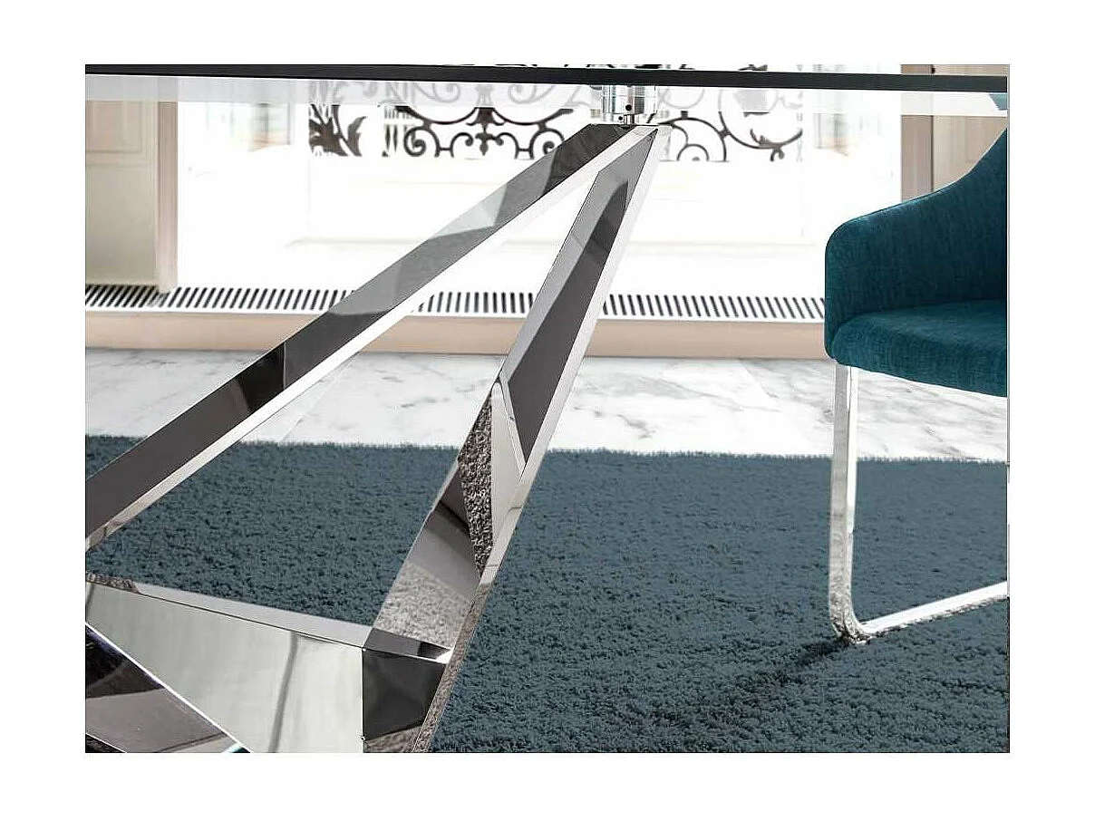 Mesa fija rectangular de vidrio templado Amparo, 220 x 100 x 77 cm (ancho x ancho x alto)