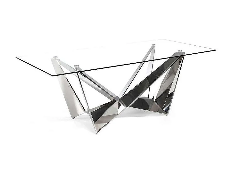 Mesa fija rectangular de vidrio templado Amparo, 220 x 100 x 77 cm (ancho x ancho x alto)