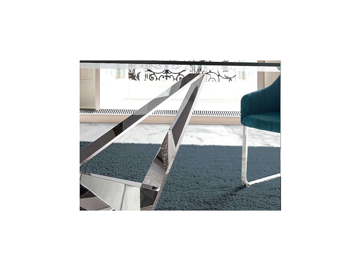 Mesa fija rectangular de vidrio templado Amparo, 220 x 100 x 77 cm (ancho x ancho x alto)