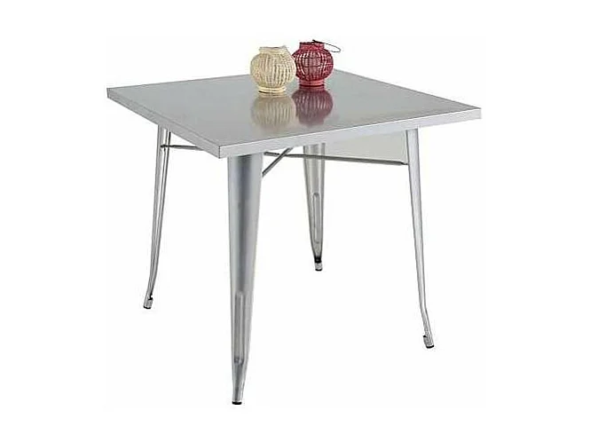 Mesa cuadrada para cocina o comedor acabado metal plata, 80cm(ancho) 75cm(alto) 80cm (larg