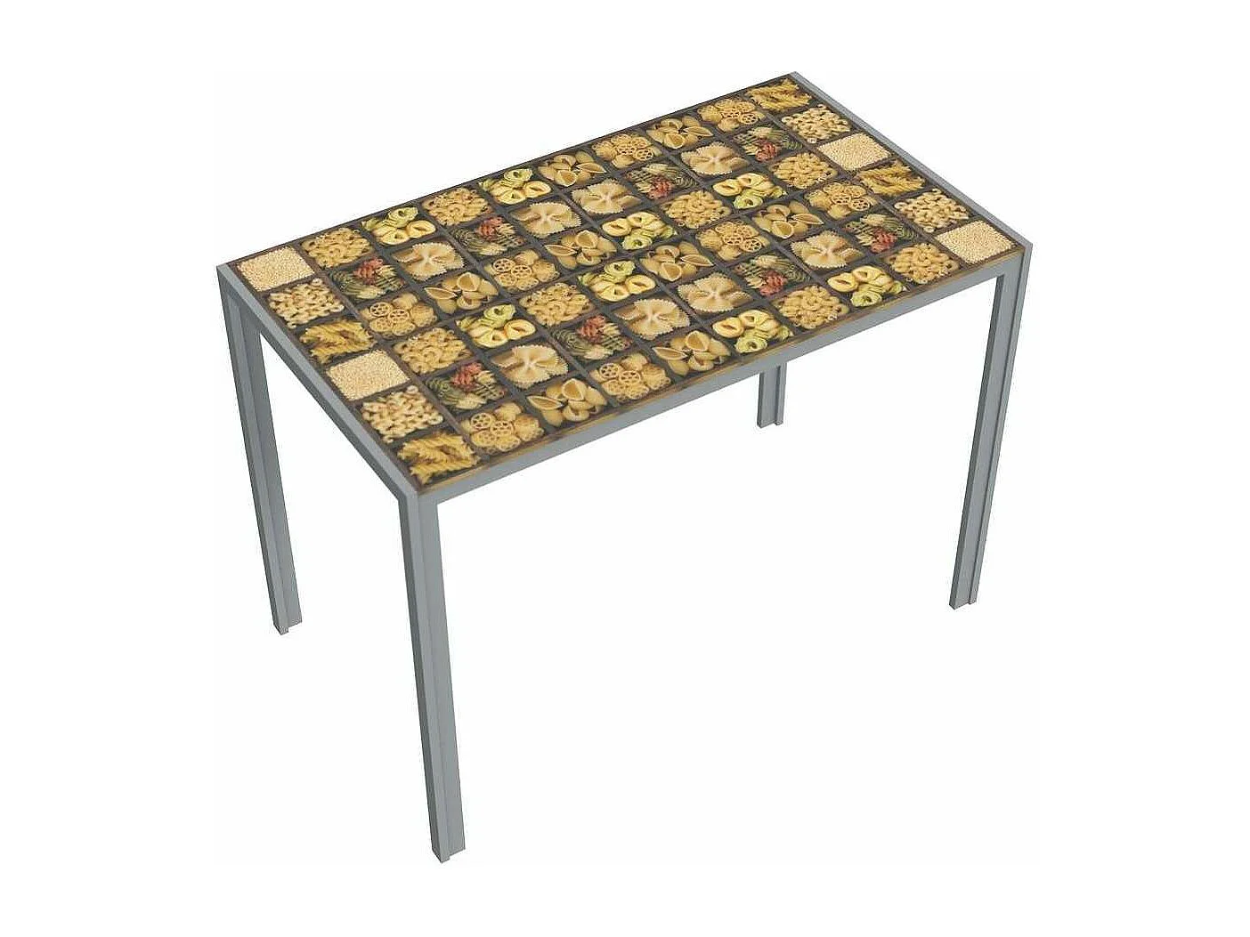 Mesa para cocina, comedor fija Md-Roma acabado cristal decorado, 105cm(ancho) 75cm(altura)