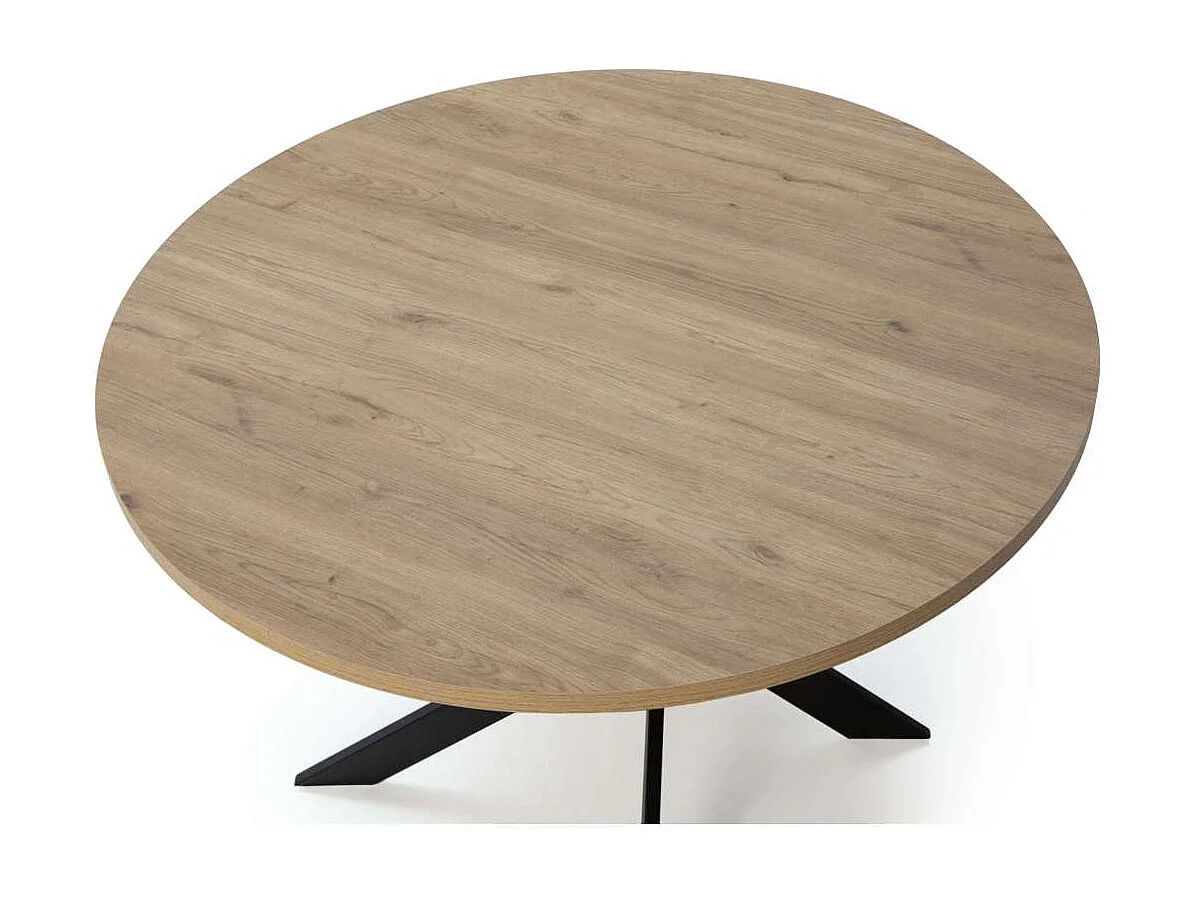 Mesa comedor redonda ALEJANDRO acabado natural/negro, 77cm(alto) 120cm(ancho) 120cm(largo)