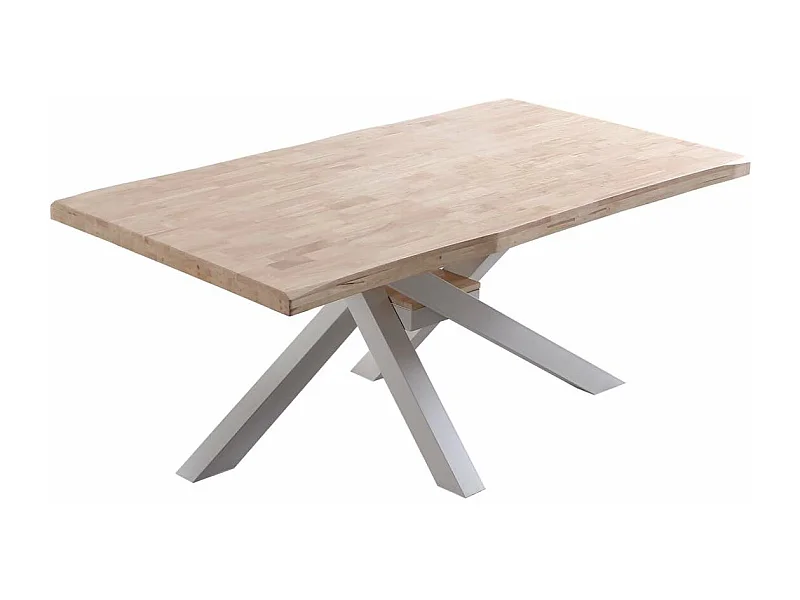 Mesa de comedor fija Xena 180 tapa con forma acabado roble nordish/blanco, 76 cm(alto)180