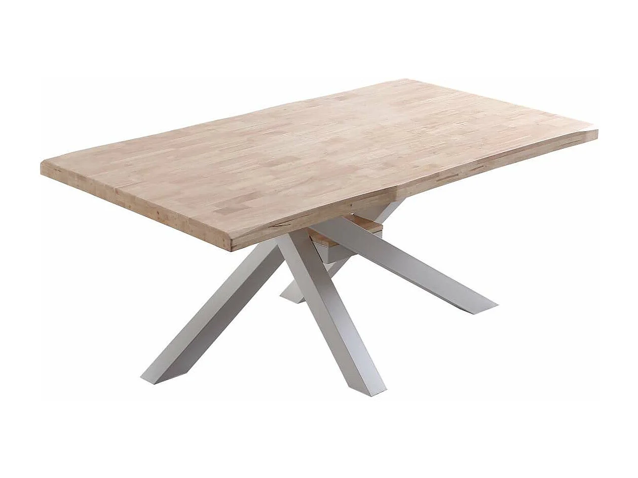 Mesa de comedor fija Xena 180 tapa con forma acabado roble nordish/blanco, 76 cm(alto)180