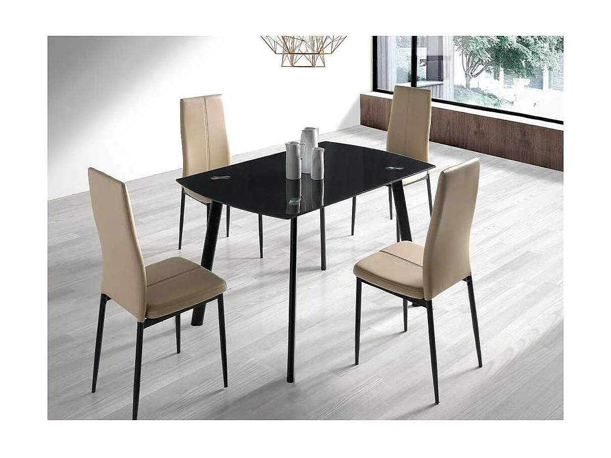 Mesa de Salon Paula cristal negro, 76cm(alto) 120cm(ancho) 80cm(largo)