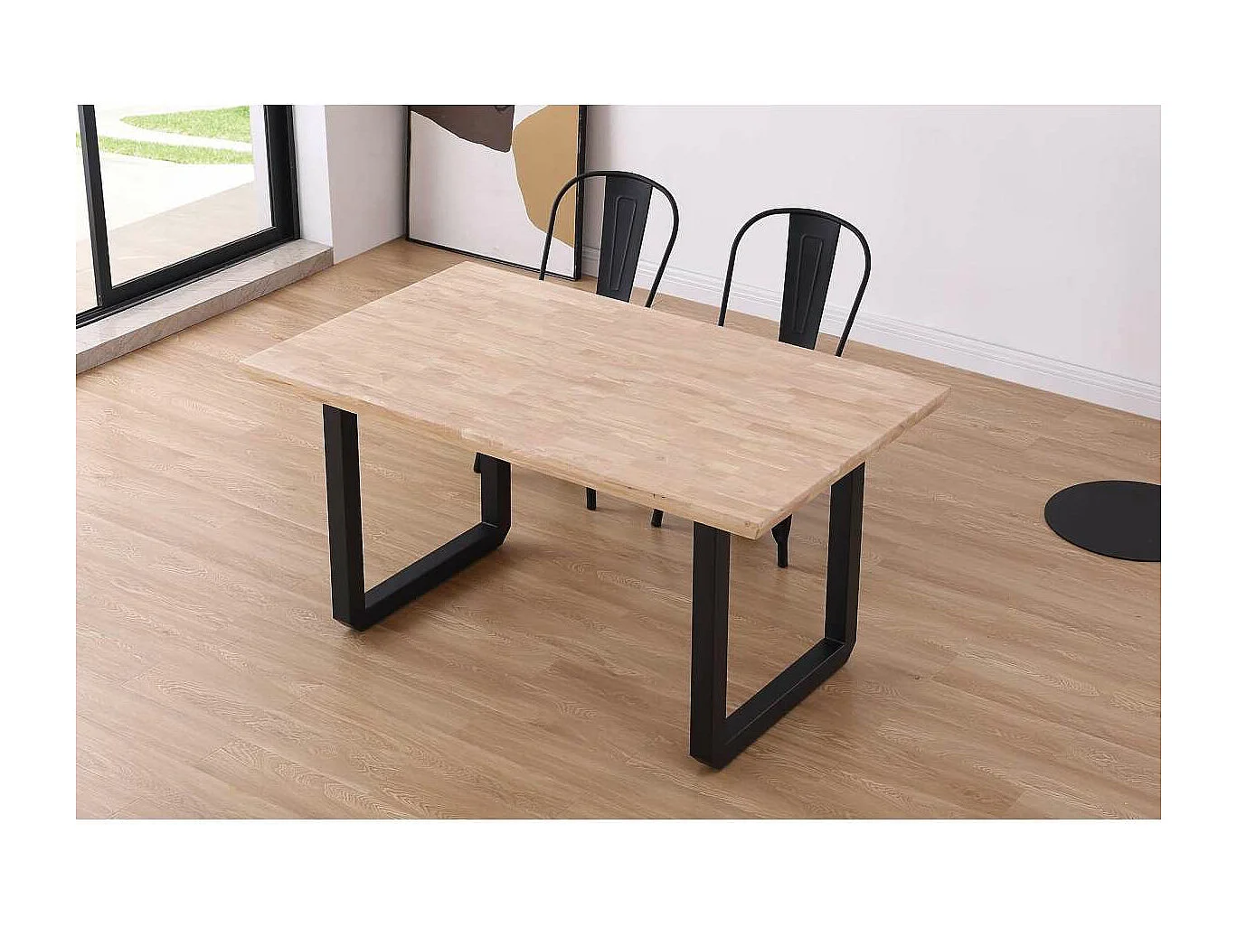 Mesa de comedor fija Roma Roble Nordish/negro 77 cm(alto)150 cm(ancho)90 cm(largo)