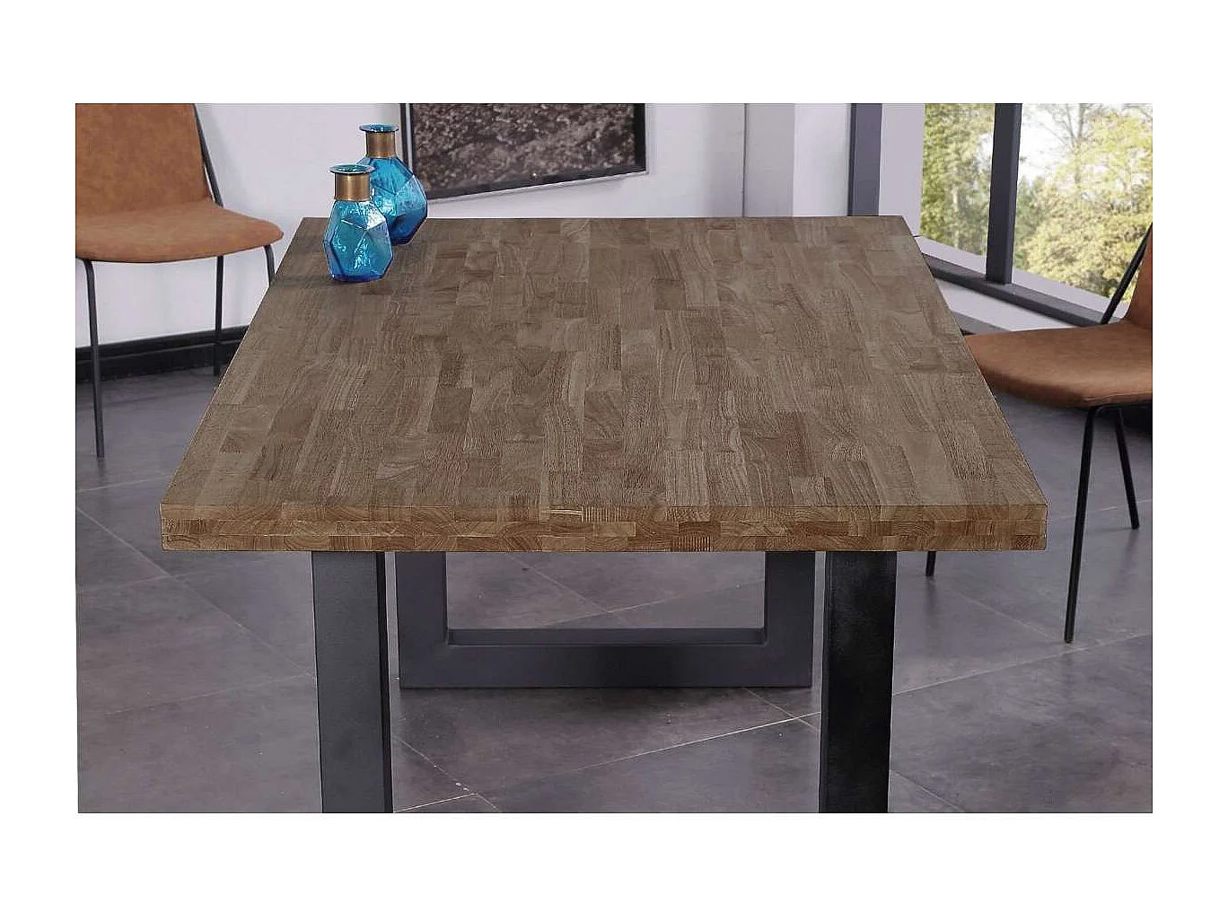 Mesa de comedor fija Loft Roble American/Negro 160 cm(ancho)100 cm(fondo) 75 cm(alto)