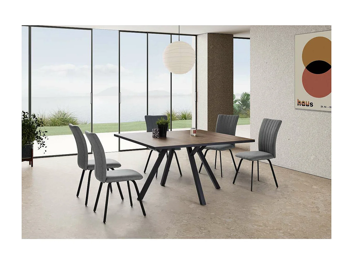 Mesa cuadrada de comedor Beli acabado natural, 77cm(alto) 136cm(ancho) 136cm(largo)