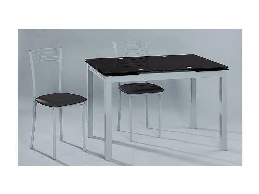 Mesa para cocina, comedor extensible Md-Baby acabado cristal negro, 110/170cm(ancho) 75cm(