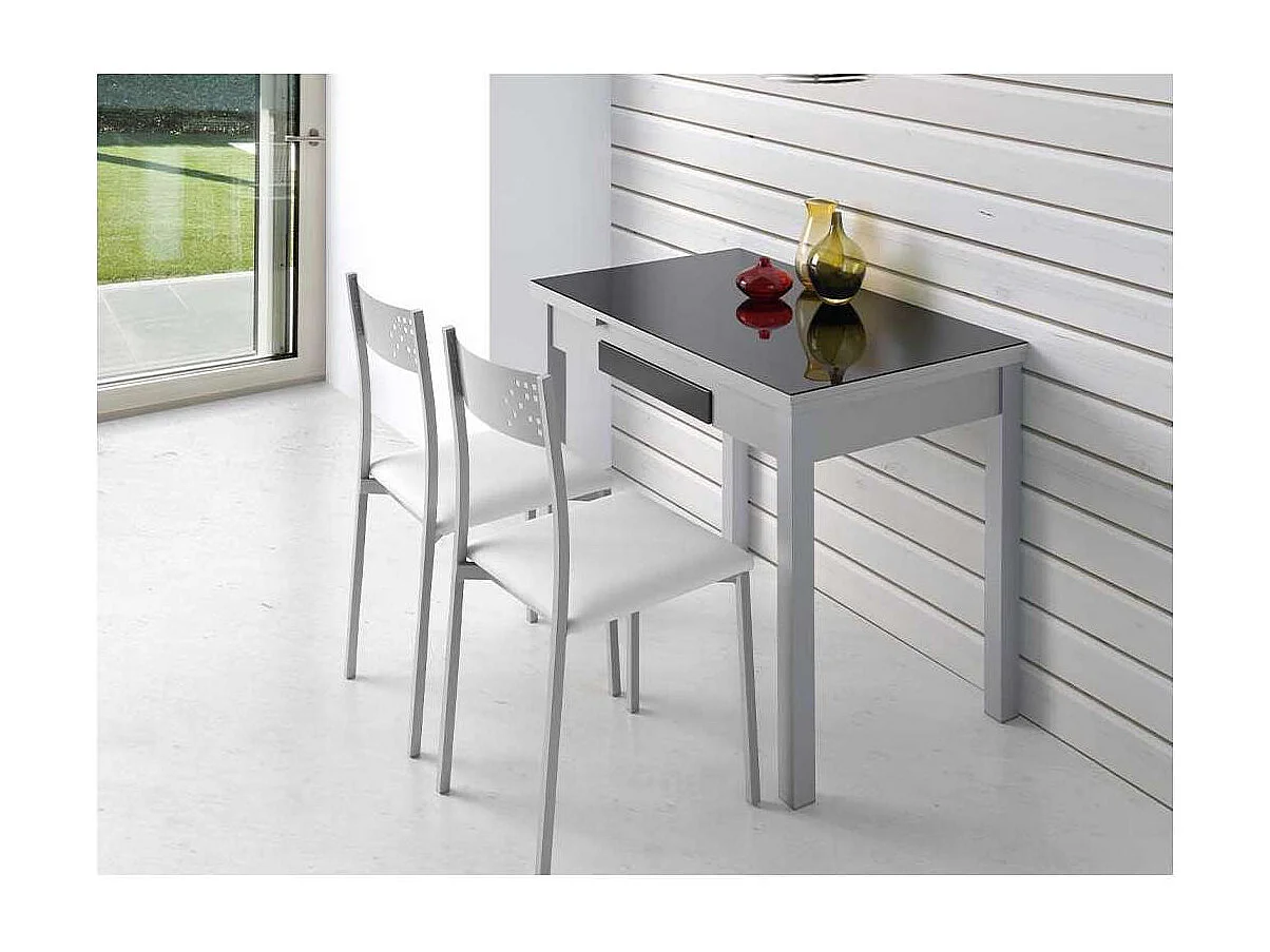 Mesa de cocina extensible Victoria acabado negro, 100/160 X 60 X 76 cm (largo x ancho x al