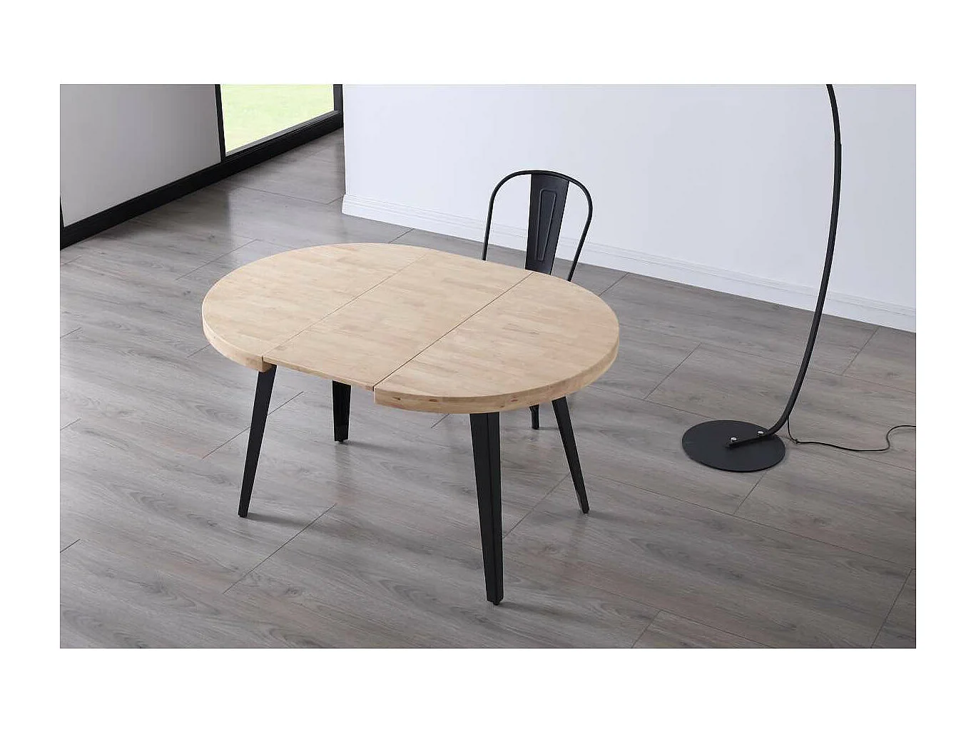 Mesa redonda extensible Berg roble nordish patas negras 76 cm(alto) 100cm(ancho) 100-140-1