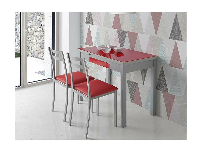 Mesa de cocina extensible Victoria acabado rojo, 100/160 X 60 X 76 cm (largo x ancho x alt