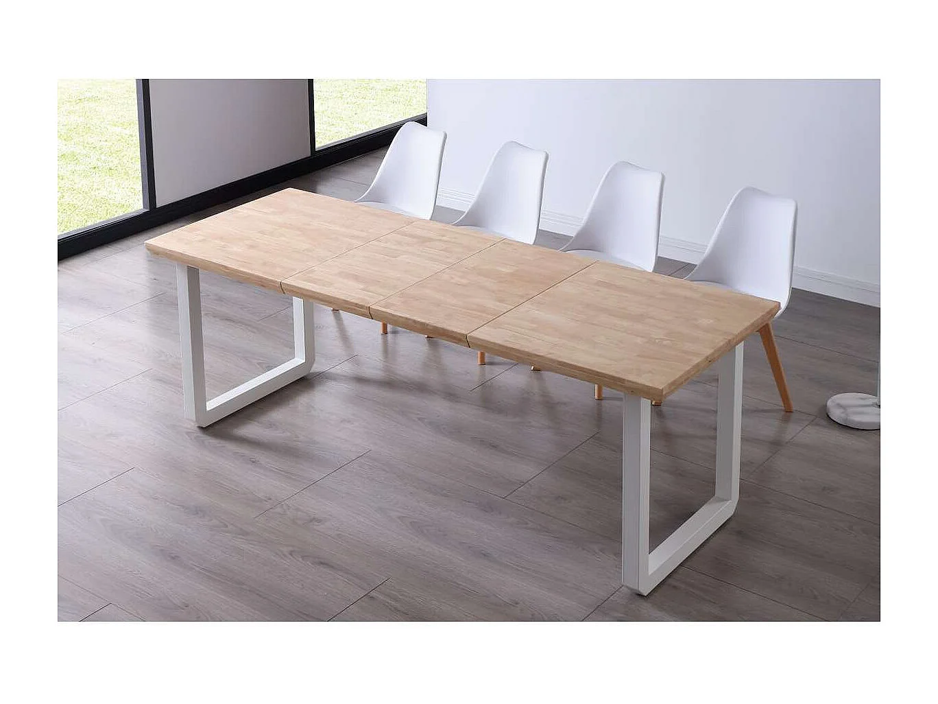 Mesa extensible Roma Roble nordish patas blancas 77 cm(alto)140-180-220 cm(ancho)80 cm(lar