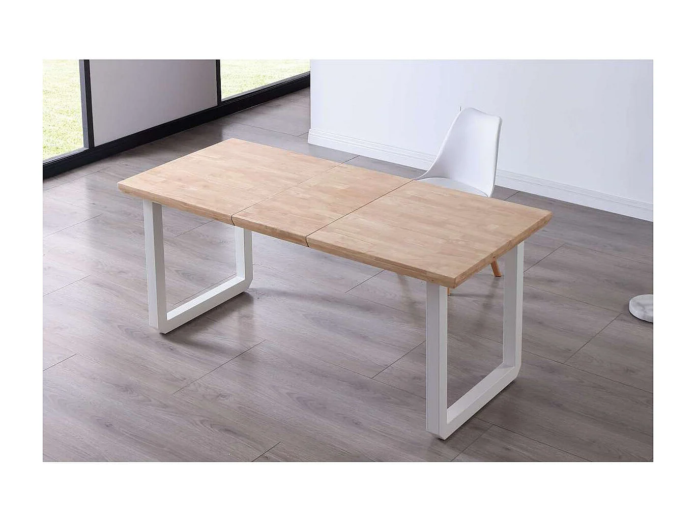Mesa extensible Roma Roble nordish patas blancas 77 cm(alto)140-180-220 cm(ancho)80 cm(lar