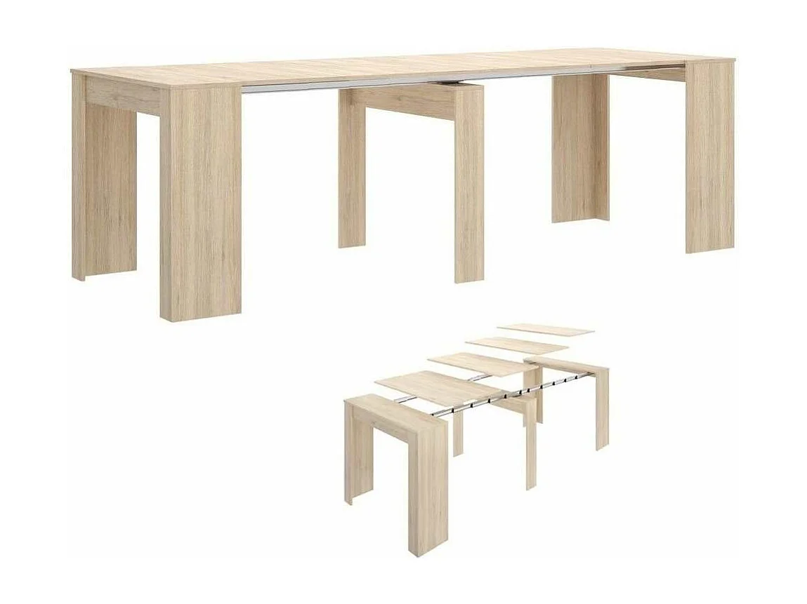 Mesa de comedor Bailen multifunción extensible en madera natural de 77 cm(alto), 54-101-1
