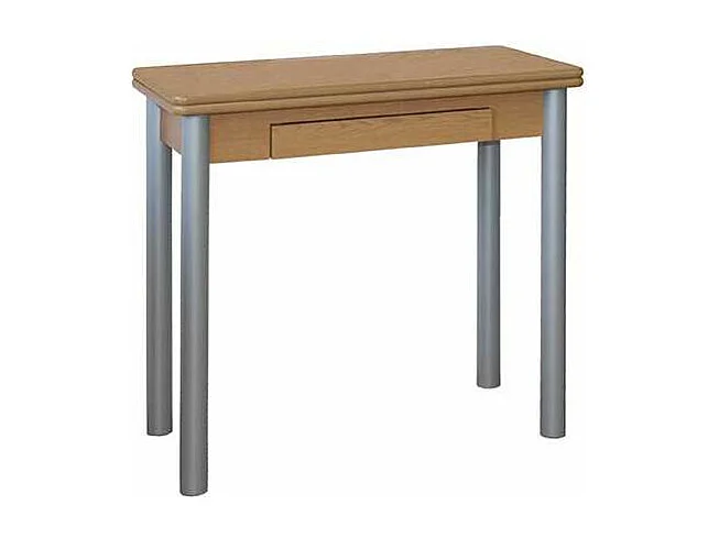 Mesa de cocina Malak con apertura tipo libro acabado roble, 80 x 40/80 x 76 cm (largo x an