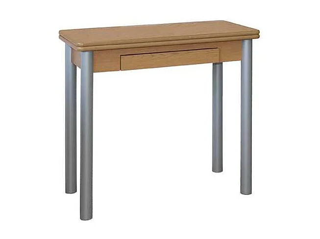 Mesa de cocina Malak con apertura tipo libro acabado roble, 80 x 40/80 x 76 cm (largo x an