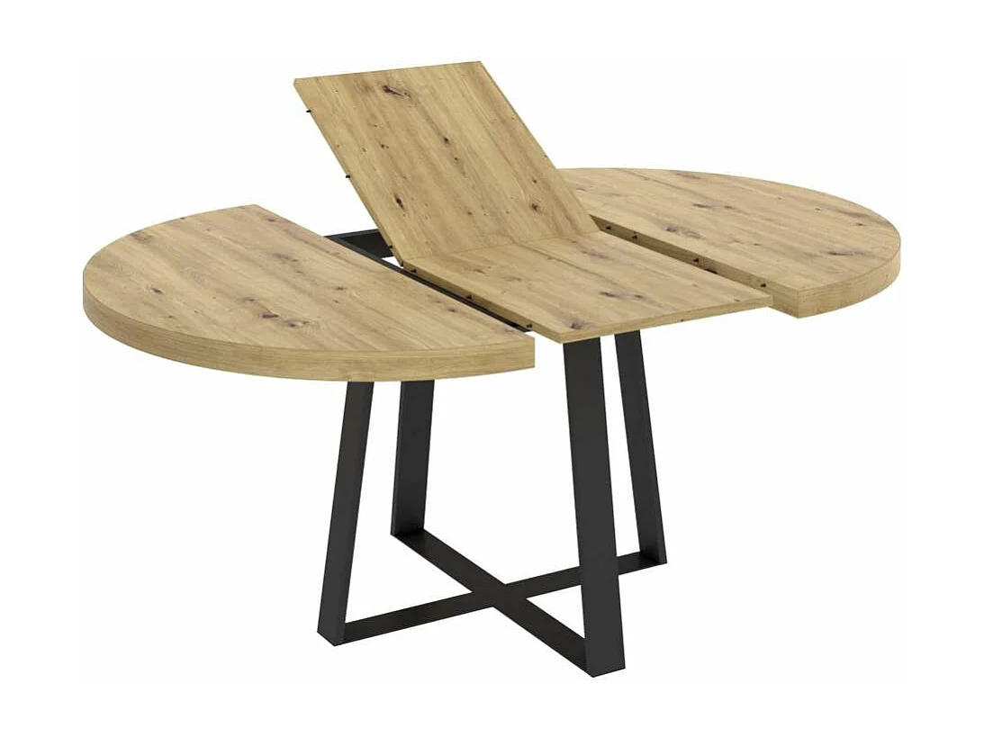 Mesa salon redonda extensible Rin acabado Nordic, 75 cm(alto)110-158 cm(ancho)110 cm(largo