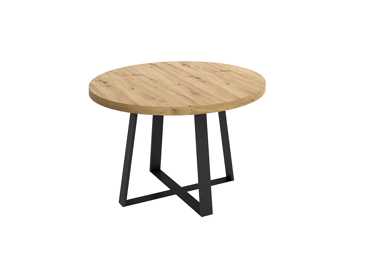 Mesa salon redonda extensible Rin acabado Nordic, 75 cm(alto)110-158 cm(ancho)110 cm(largo