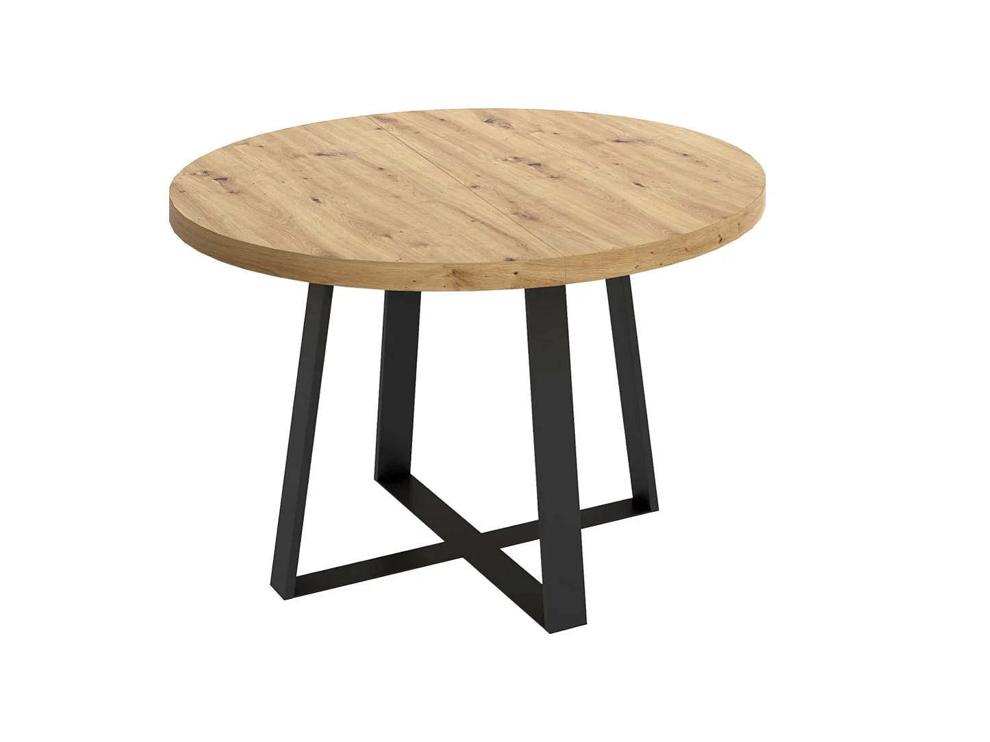 Mesa salon redonda extensible Rin acabado Nordic, 75 cm(alto)110-158 cm(ancho)110 cm(largo