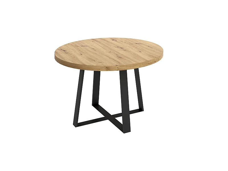 Mesa salon redonda extensible Rin acabado Nordic, 75 cm(alto)110-158 cm(ancho)110 cm(largo