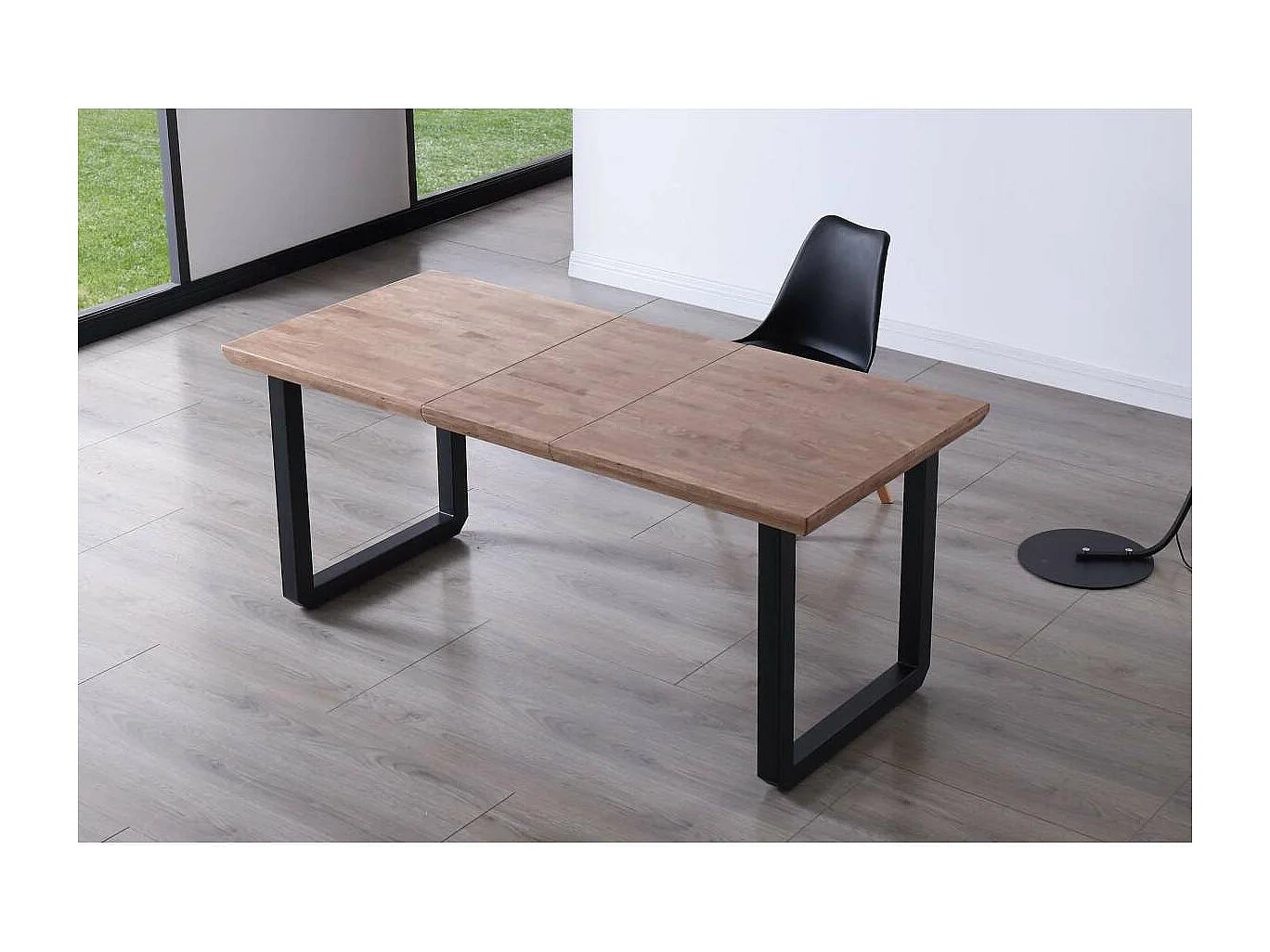 Mesa extensible Roma Roble Honey/negro 77 cm(alto)140-180-220 cm(ancho)80 cm(largo)