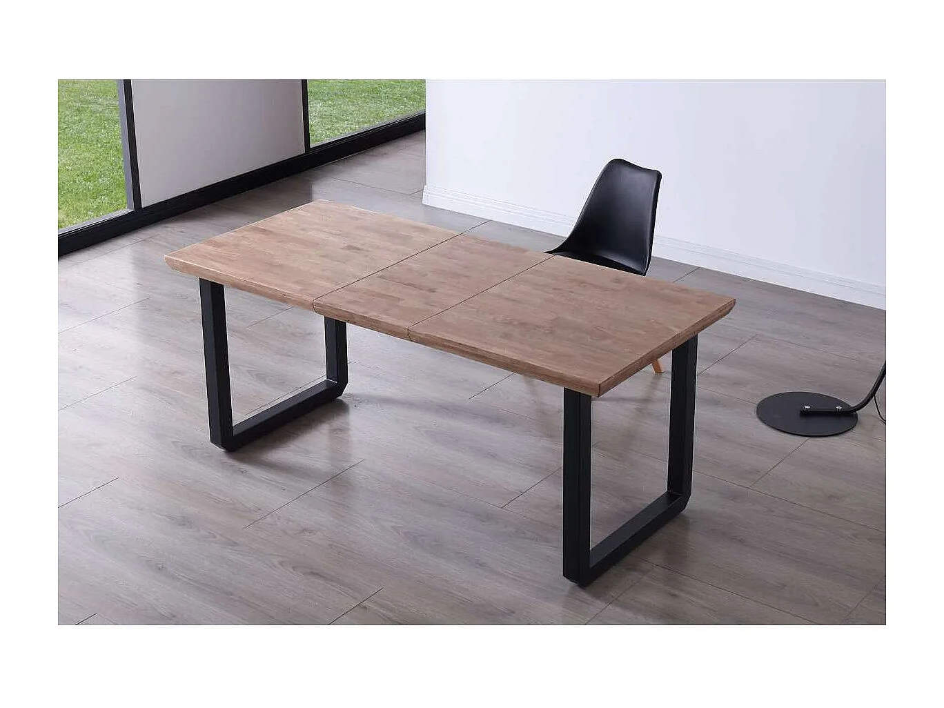 Mesa extensible Roma Roble Honey/negro 77 cm(alto)140-180-220 cm(ancho)80 cm(largo)