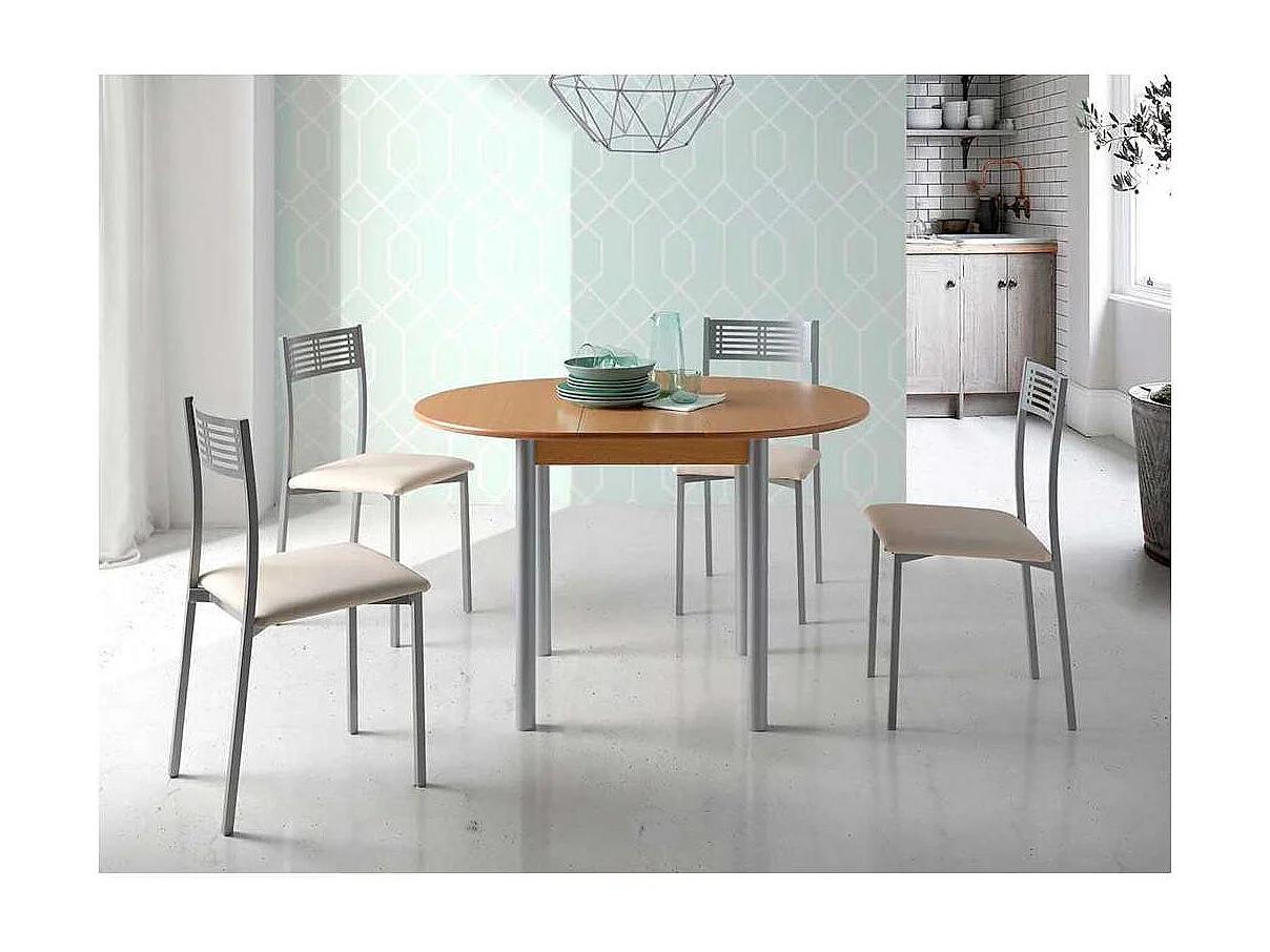 Mesa de cocina extensible tipo libro Fátima acabado roble 90/120 x 90 x 75.5 cm (largo x