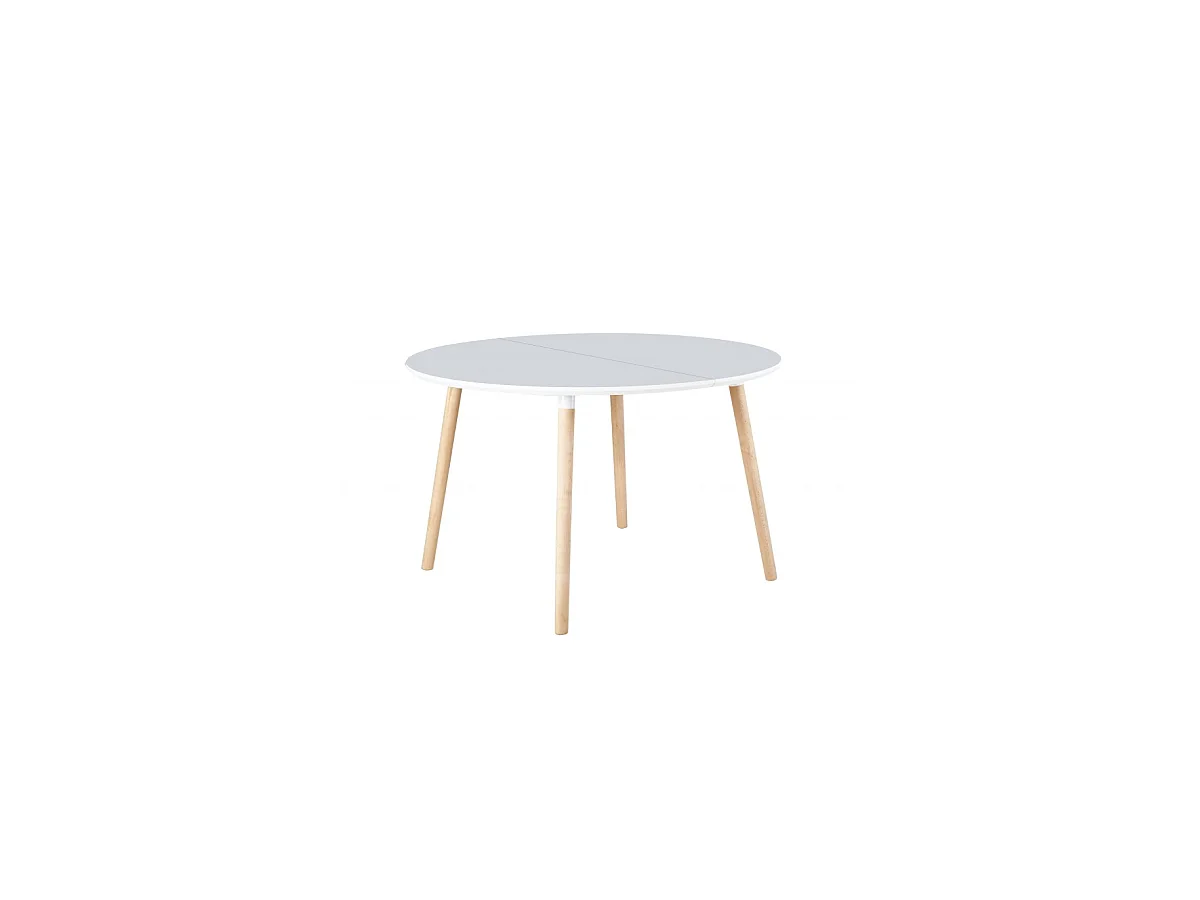 Mesa redonda extensible Md-Nordika-100 acabado blanco/haya 75 cm(alto)100/140/180 cm(ancho