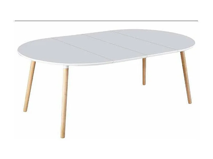 Mesa redonda extensible Md-Nordika-100 acabado blanco/haya 75 cm(alto)100/140/180 cm(ancho